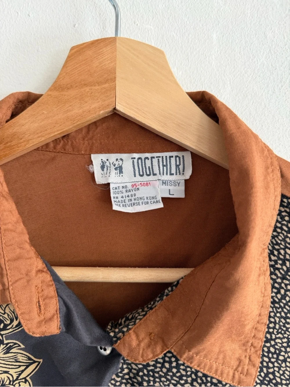 Together Patchwork Button-Up Shirt Jacket in Rust & Charcoal